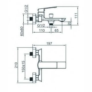 Смеситель для ванны Maretti Torino-GR TR22RF323, графит